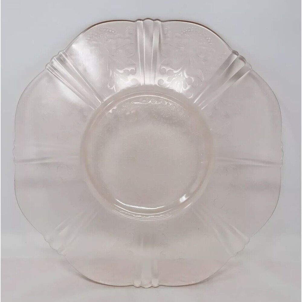 Vintage AMERICAN SWEETHEART Scalloped Floral PINK Depression Glass Platter 12"D